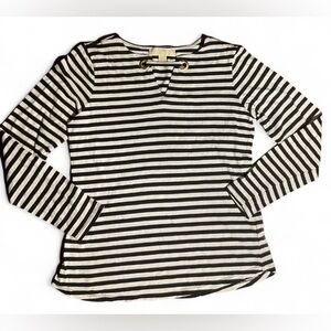 MICHAEL Michael Kors Black & White Striped Long Sleeve Top
